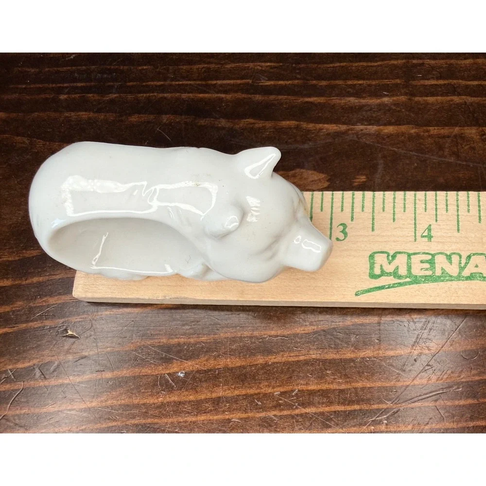 Vintage Shafford White Ceramic Pig Napkin Rings‎ Set of 4 Farmhouse Decor 2081